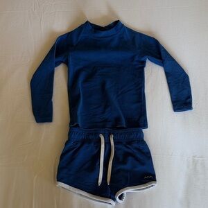 Minnow Royal Blue Rash guard and swim trunks set 2T